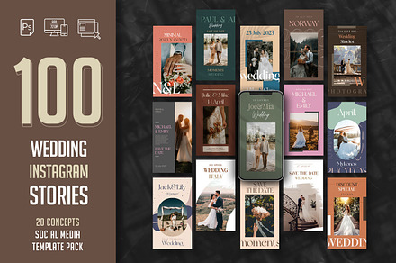 Wedding Social Stories PSD Templates, a Social Media Template by Giraffe Design Studio