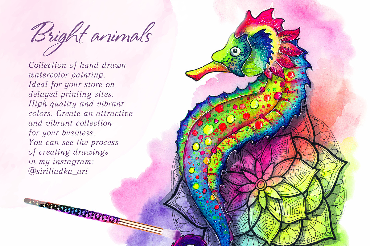 Set of bright watercolor animals, an Animal Illustration by Siriliadka Dreams (Photo 10 of 11)