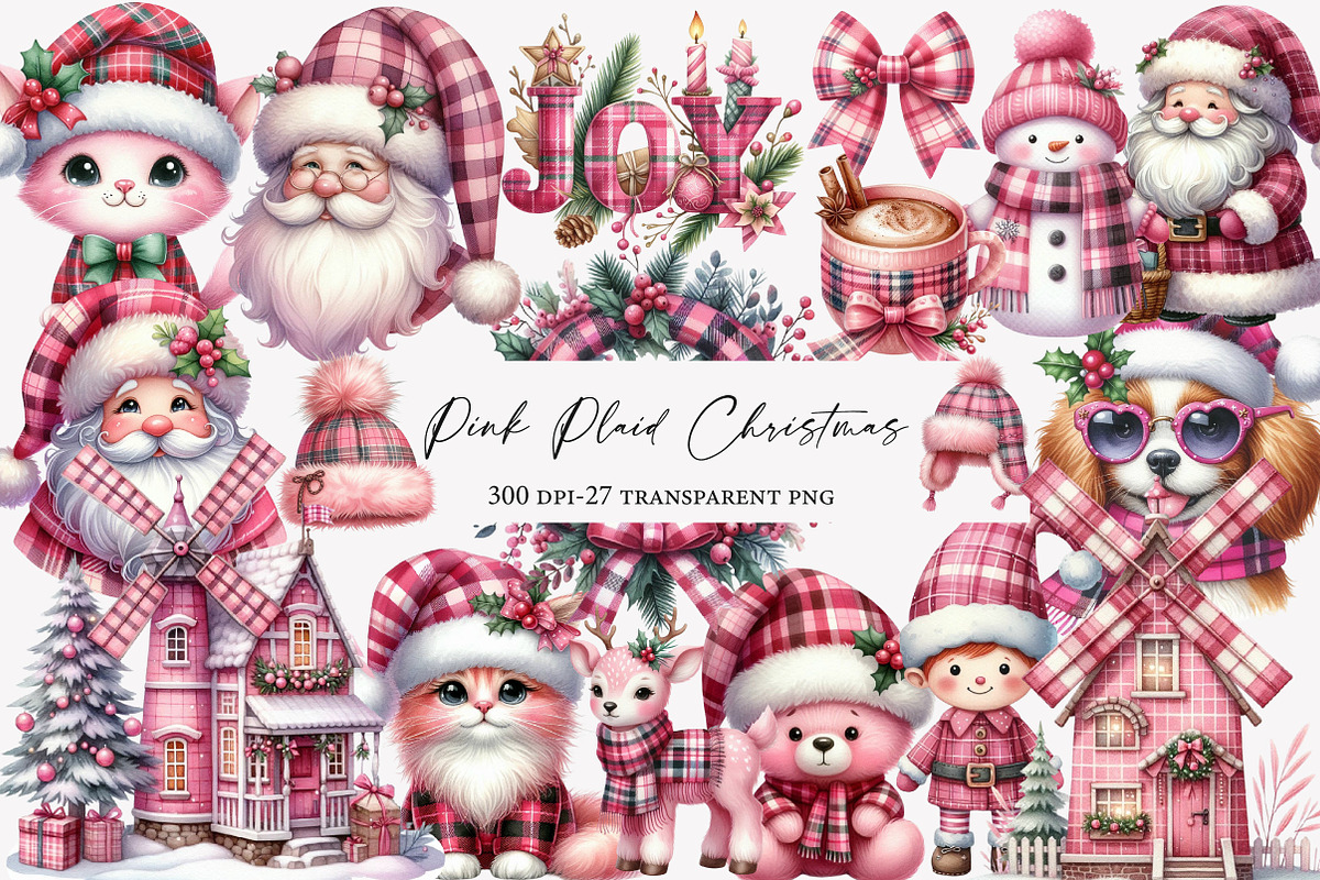 Pink Plaid Christmas Sublimation, an Illustration by Designworld (Photo 1 of 5)