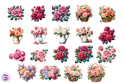 Watercolor Rose Clipart | Pink & Red, a Decorative Illustration by ElenazlataArt (Thumbnail 2 of 6)