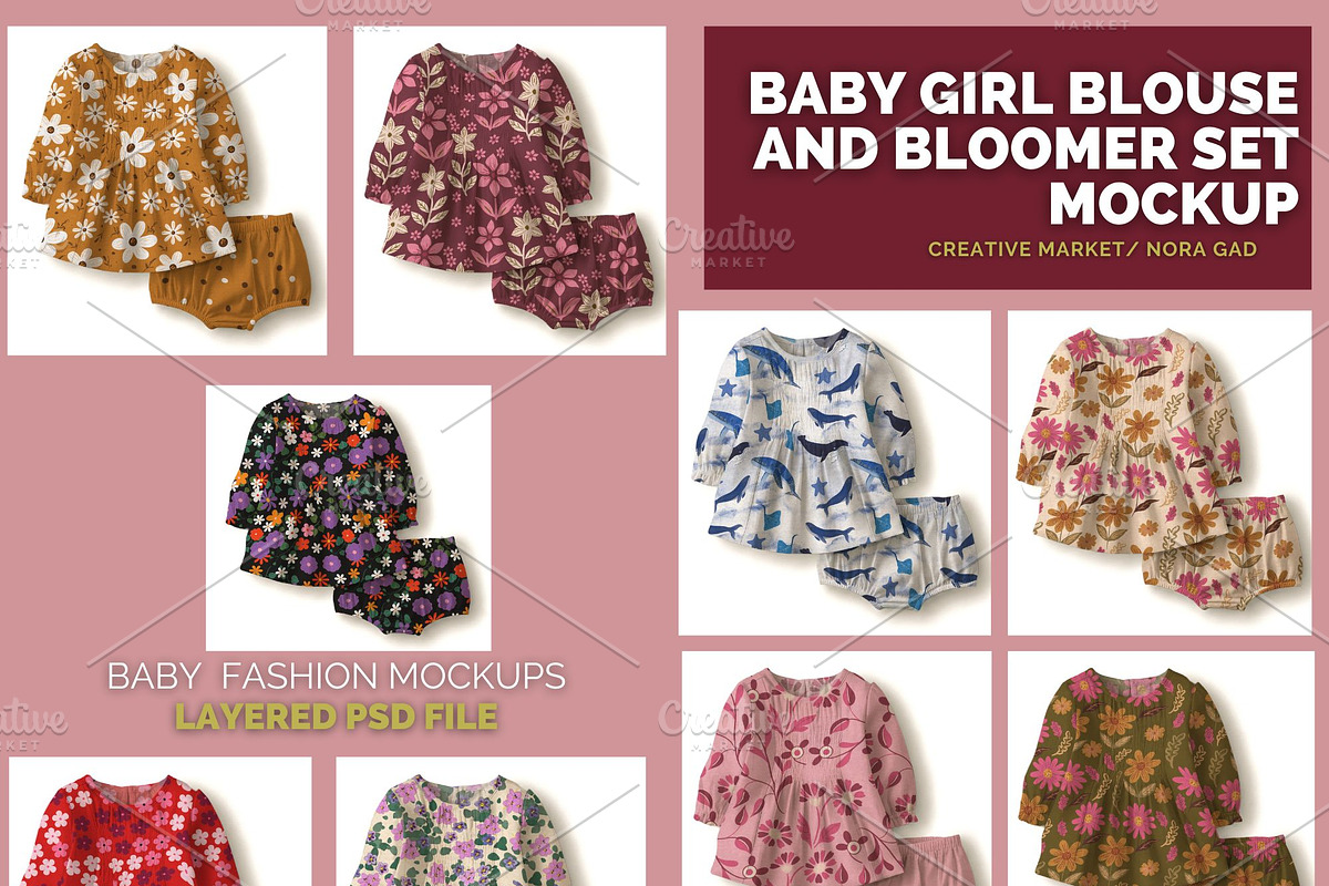 Baby Blouse and Bloomer Set Mockup, a Hoody Mockup by Nora Gad (Photo 1 of 21)