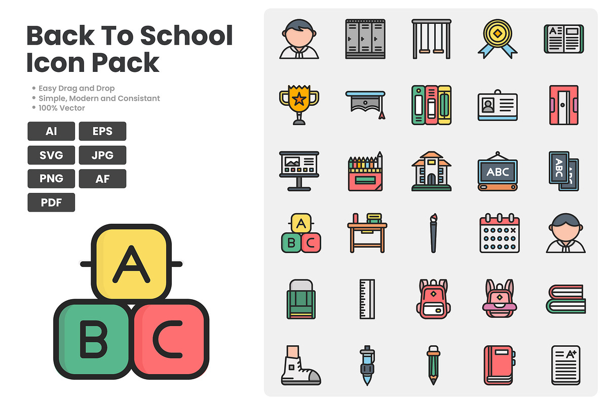 Education Back to School Icon Set, a Duotone Icon by erifqizeicon (Photo 3 of 3)