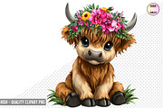 Boho Cow PNGs with Flowers Bundle, a Graphic by crative8112 (Thumbnail 2 of 9)