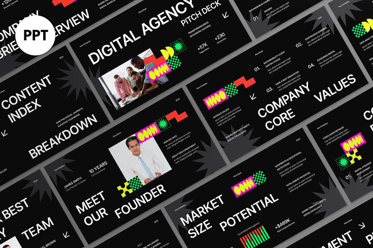 Black Creative Pitch Deck PPT, a Presentation Template by graphicook (Photo 1 of 5)