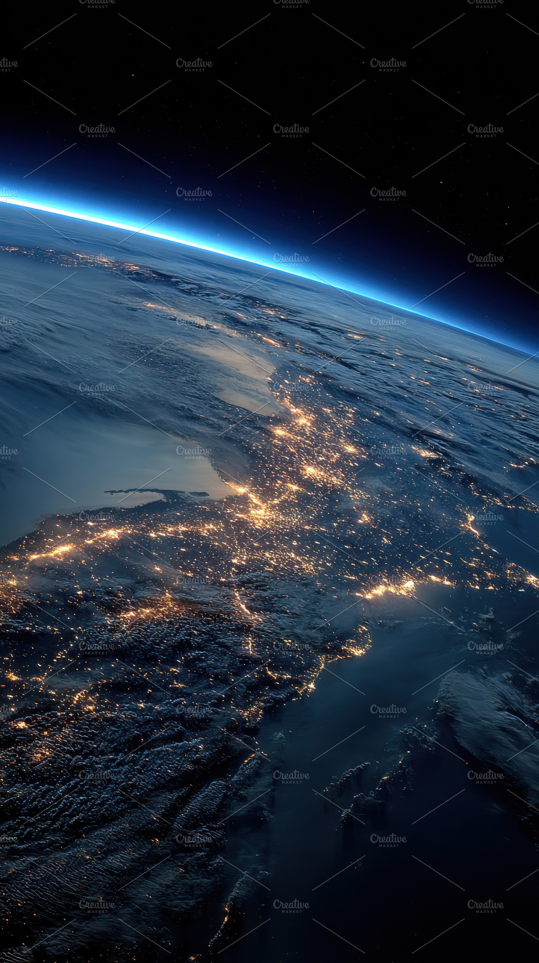 Earth at Night City Lights from Spac, a Photo by Pixeness Studio