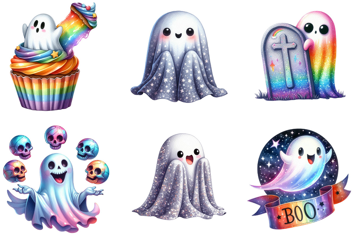 Funny Halloween Ghost Iridescent, an Illustration by DreamArtGraphic (Photo 4 of 6)