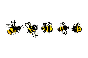 Set of cute funny bees. child, an Animal Illustration by Nenahliadava Design