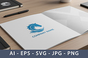 Stylish Blue Horse Head Logo Design, a Branding & Logo Template by Saba Vector (Thumbnail 2 of 3)