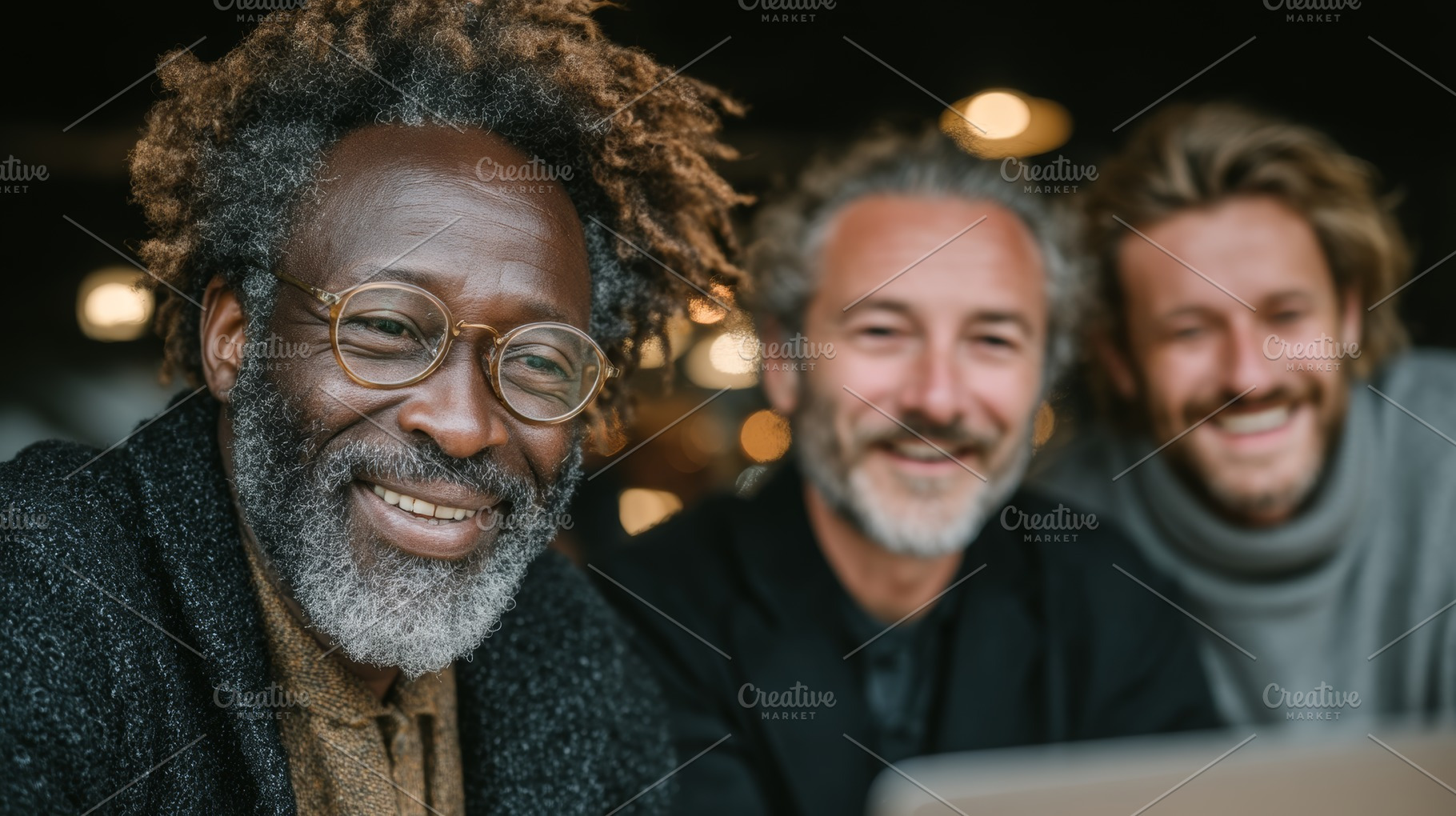 Group of male colleagues smiling and enjoying work collaboration in a casual se, a Person Photo by AS photostudio