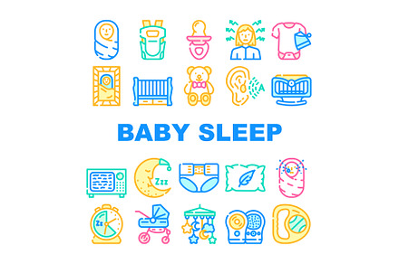 Newborn Baby Sleep Accessories Icons, an Industrial Photo by pikepicture