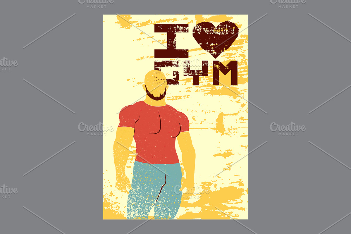 I Love Gym. Grunge vector set., a Person Illustration by PoPaShop (Photo 9 of 9)