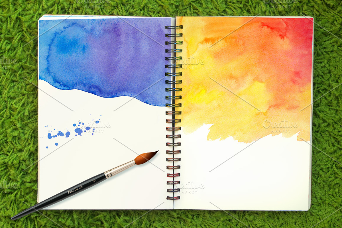 Bright watercolor backgrounds set preview 2