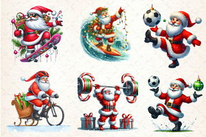 Funny Athlete Santa Clipart Sublimat