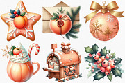 Watercolor Peach Colored Christmas, an Illustration by Canvas Craft (Thumbnail 3 of 7)