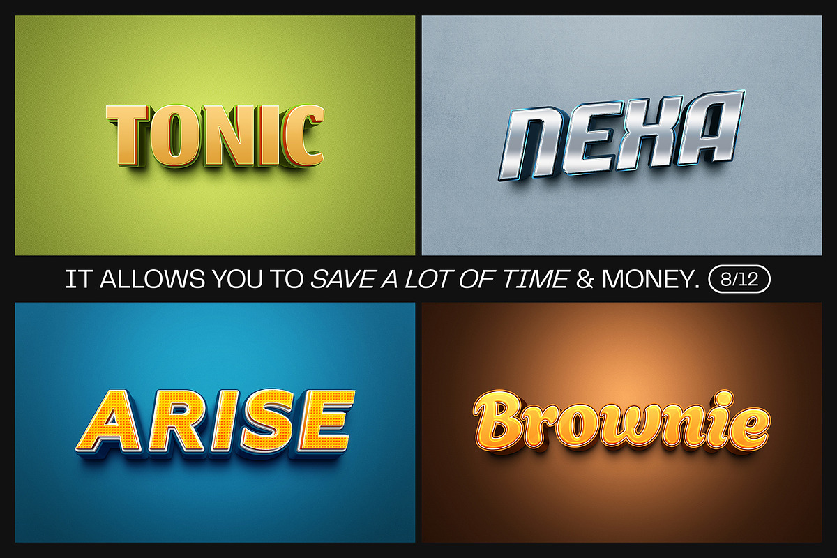 12 Text Effect Templates, a Layer Style Add-On by iDoodle Studio (Photo 5 of 6)