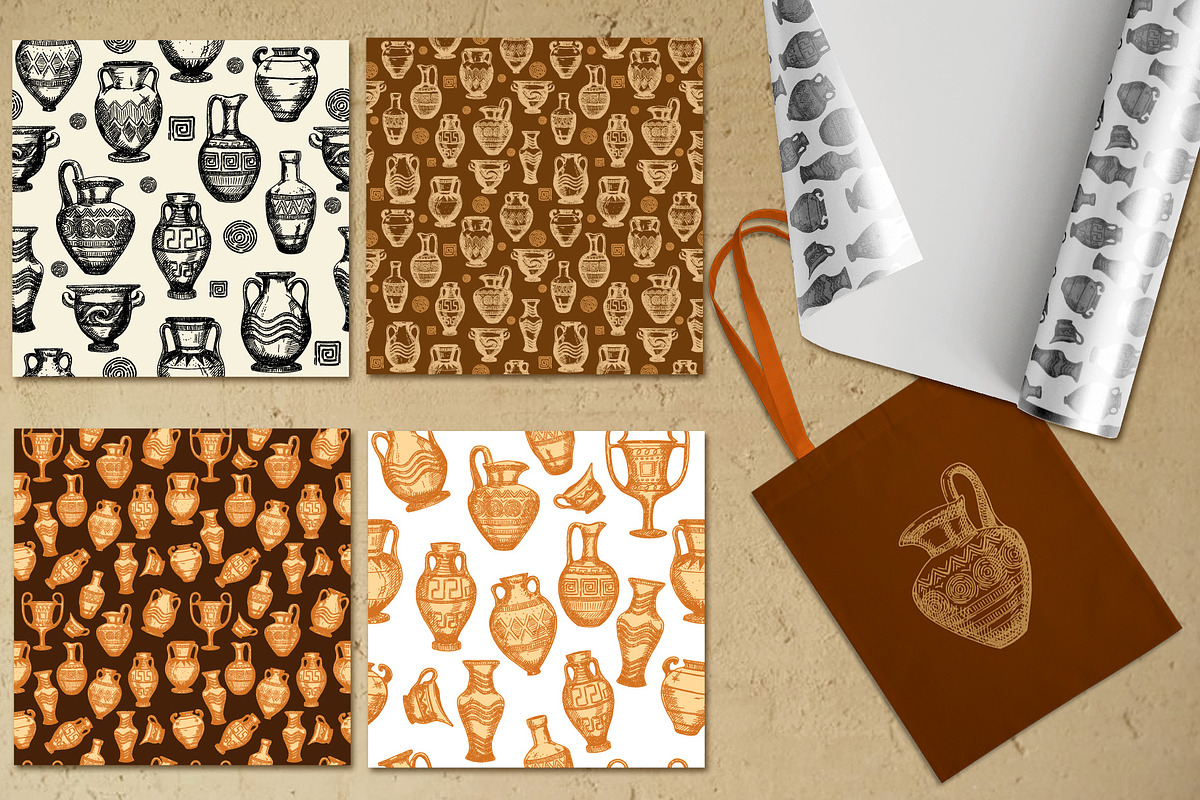 Antique Greek vases set. Sketch, an Object Graphic by Live line (Photo 3 of 3)