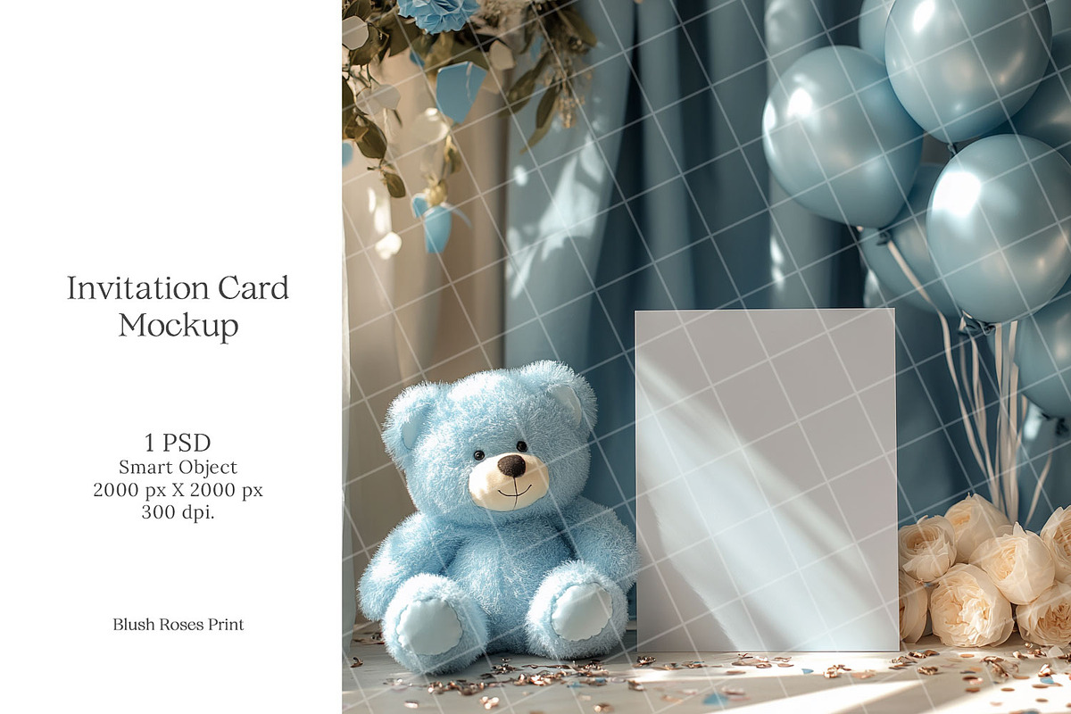 Boy baby shower invitation mockup PS, an Advertising Mockup by Blush Roses Print (Photo 1 of 7)