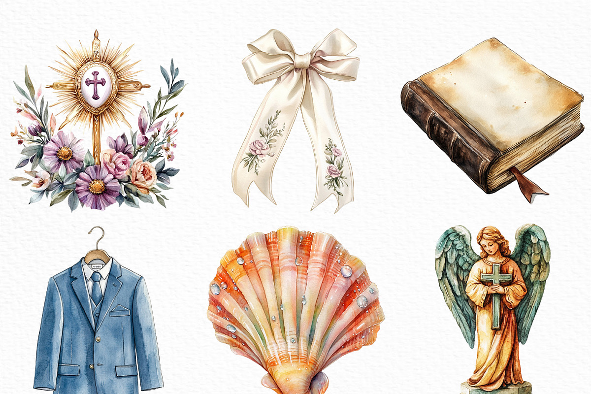 Watercolor First Communion Clipart, an Illustration by Craft Nest (Photo 4 of 6)