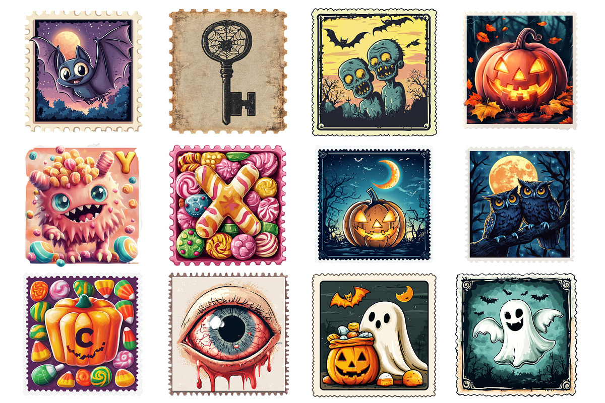 Cute Halloween Postage Clipart, an Illustration by SinaCreation (Photo 2 of 7)
