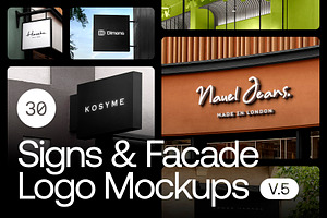 30 Signs & Facade Logo Mockups - V5