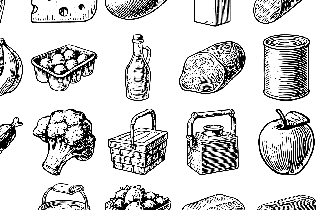 Vintage Grocery Food Icons, an Object Graphic by RT Studio (Photo 2 of 3)