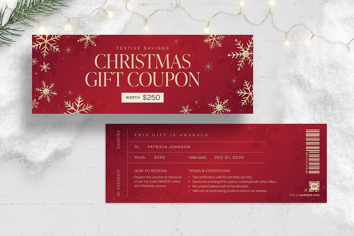 Christmas Gift Voucher & Coupon, a Stationery Template by BrandPacks (Photo 1 of 5)