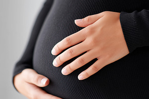 Close up of pregnant woman in black, a Person Photo by MistyDay