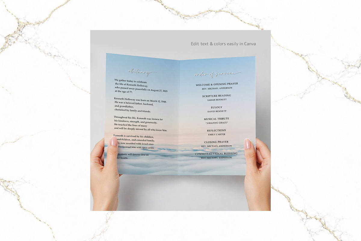 Funeral Bifold Program Canva FR011, a Brochure Template by TyphoonStudio (Photo 6 of 9)