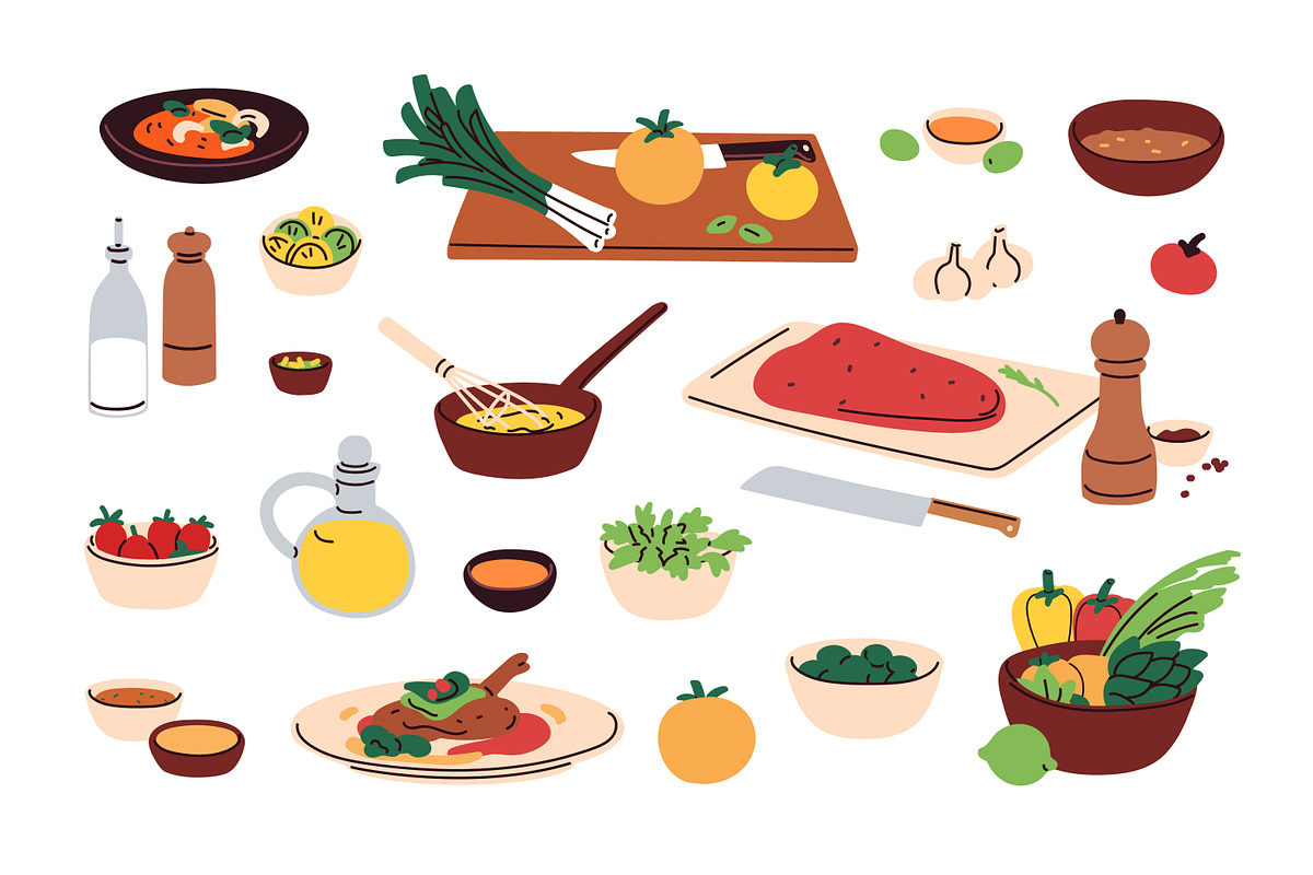 Different food and dishes set, a Food Illustration by Good Studio (Photo 3 of 3)