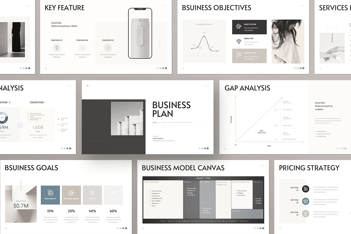 Minimal Business Plan Template Canva, a Presentation Template by ArtisanaAura (Photo 4 of 20)