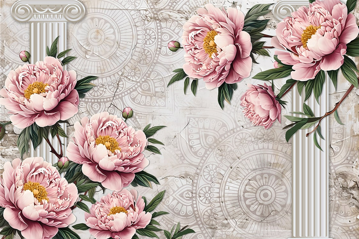Peonies on Antique Background PSD, an Illustration by Liubovi Samoilova SHOP (Photo 1 of 4)
