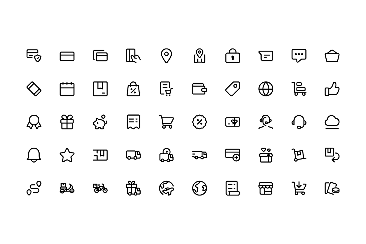 120 Modern E-commerce Shopping Icons, an Outline Icon by Icons Drop (Photo 5 of 6)