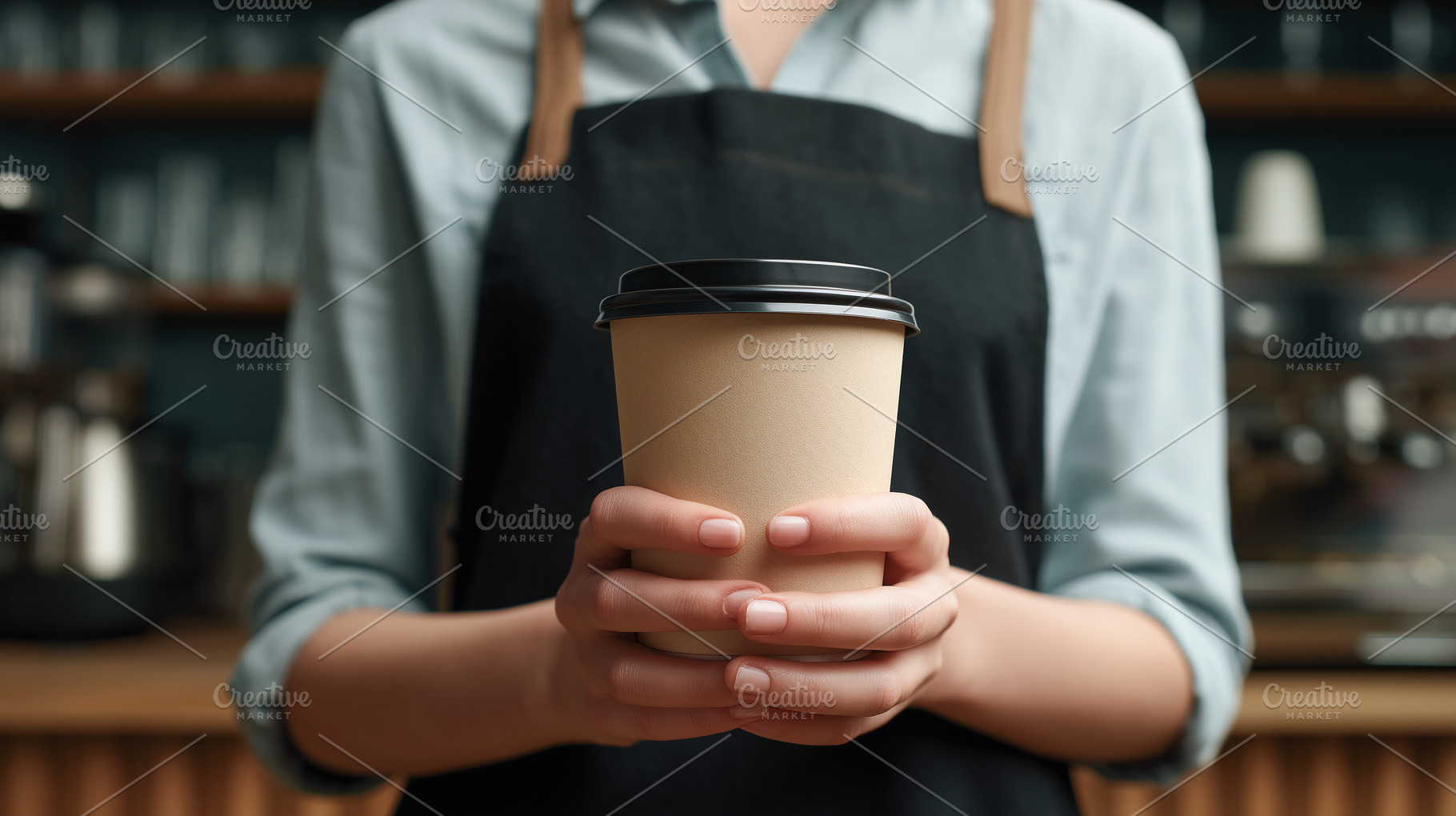 Young waitress holding a blank paper, a Food & Drink Photo by MistyDay