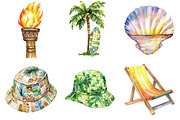 Watercolor Summer Vacation Clipart, an Illustration by Pixels.Craft (Thumbnail 6 of 6)