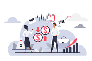 Cloud exchange trading buy sell, a Finance Illustration by Lemberg Vector