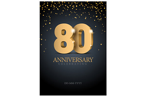 Anniversary 80. Gold 3d Numbers