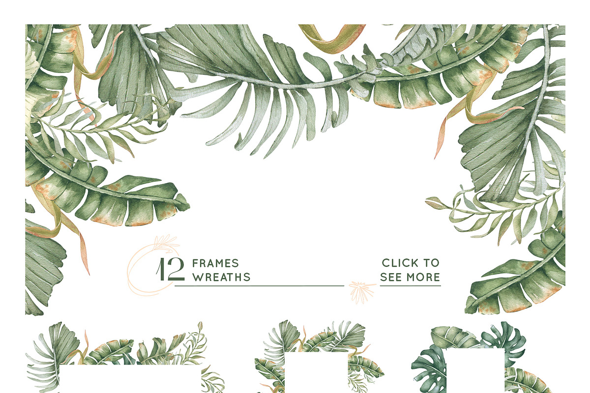 Tropical leaves and birds watercolor, an Illustration by Kate Lanbina (Photo 9 of 19)