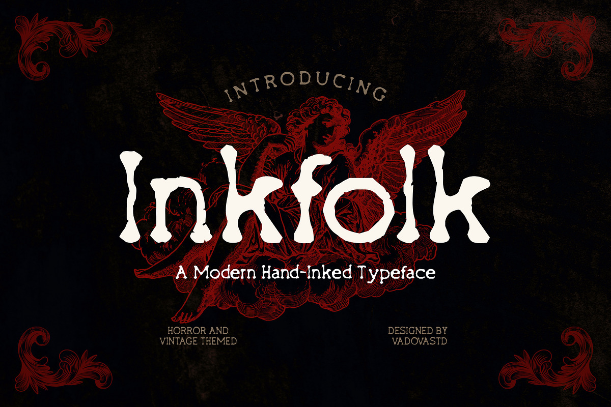 Inkfolk Modern Hand-Inked Font, a Blackletter Font by Vadovastd (Photo 1 of 7)