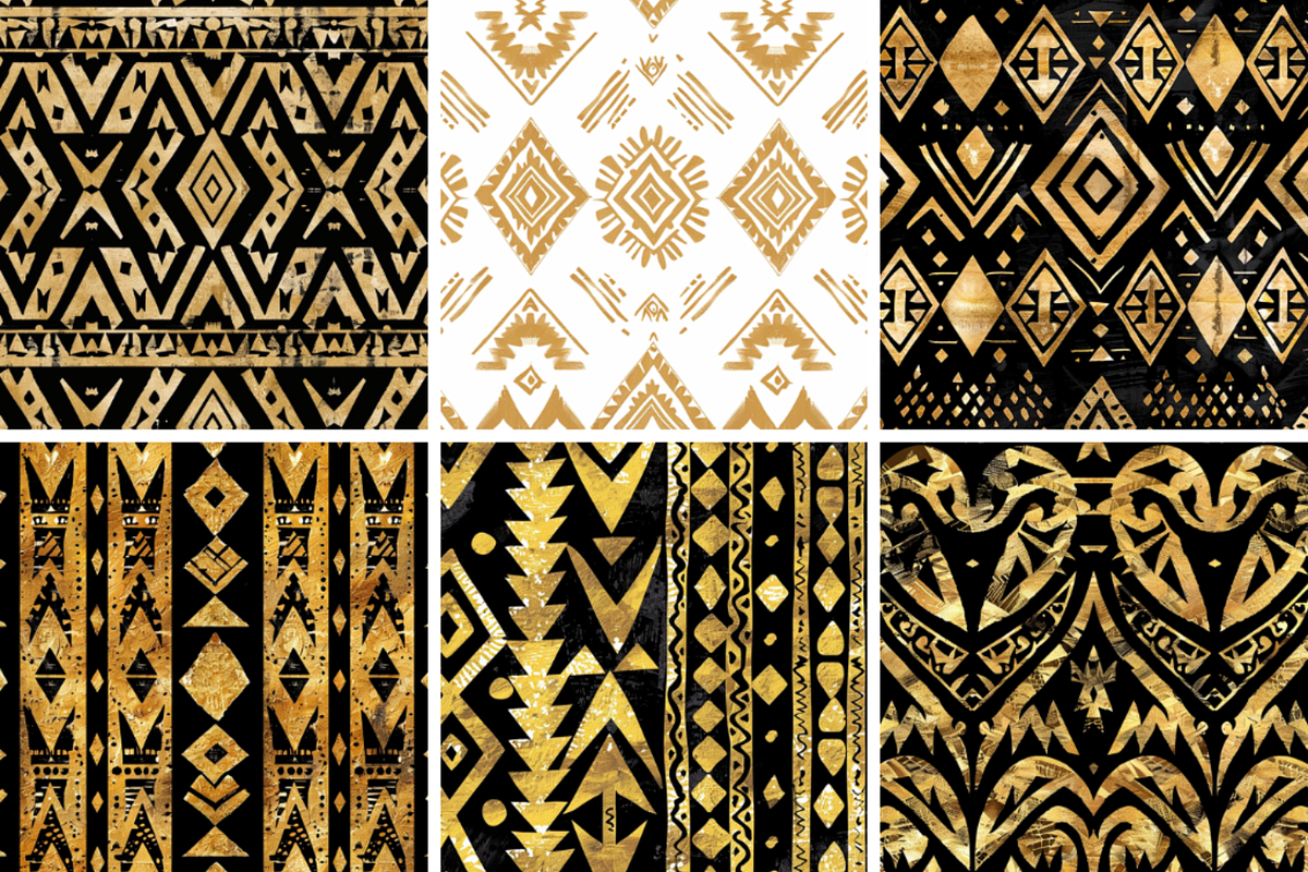Gold Tribal Seamless Patterns, a Pattern Graphic by PrintablesByFranklyn (Photo 2 of 4)