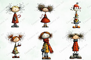 Whimsical & Quirky Doll Clipart, an Illustration by Creative Art (Thumbnail 5 of 10)