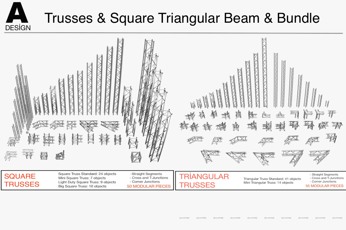 Trusses Collection - 129 PCS Modular, a Furniture 3D Model by akerStudio (Photo 2 of 88)