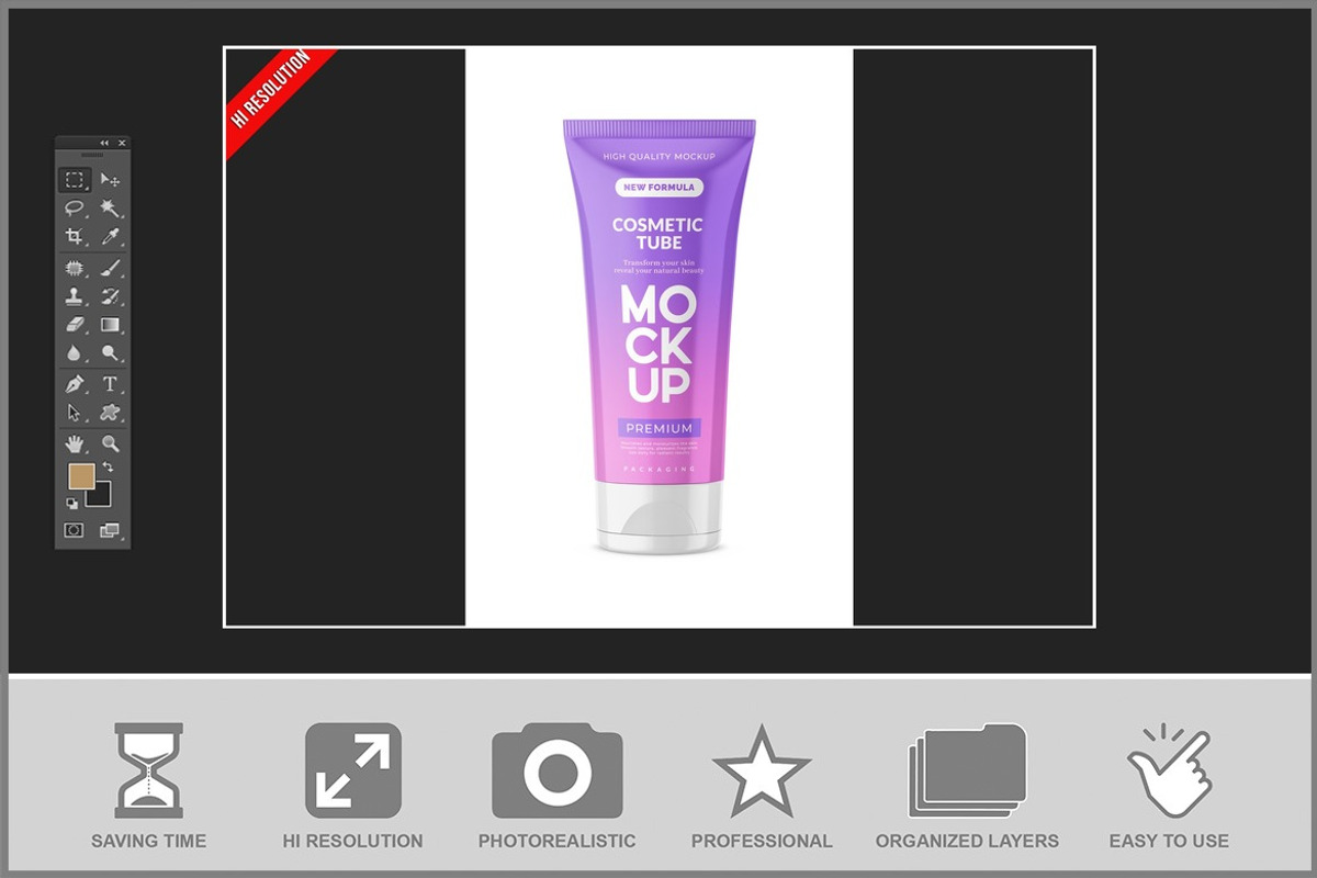 Clean Cosmetic Tube Mockup, an Advertising Mockup by Bruno's Shop (Photo 2 of 3)