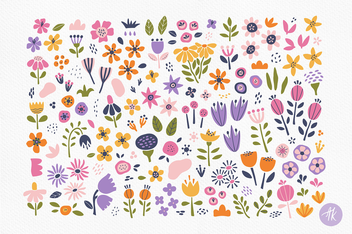 Abstract Flowers Hand Drawn Set, an Object Graphic by Alena Koval (Photo 2 of 11)