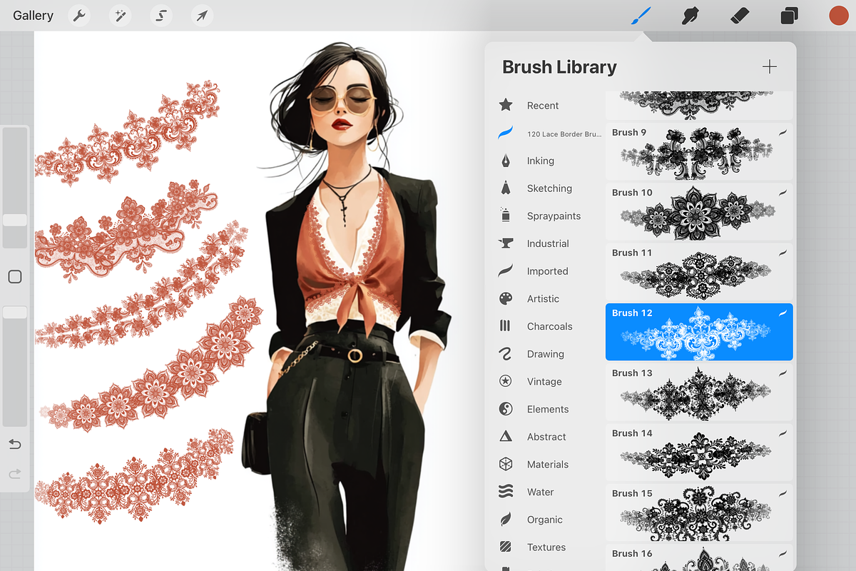 Procreate Lace Border Brushes, a Brush Add-On by HopeArtIllustration (Photo 5 of 5)