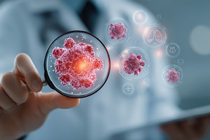 Scientist examining virus cells unde, a Photo by Pixeness Studio