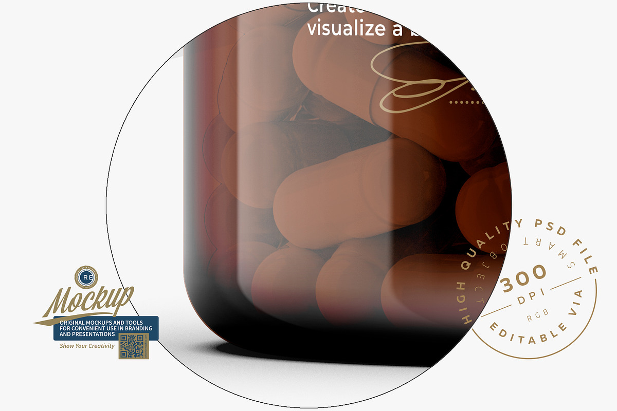 Amber Pills Bottle Mockup 300CC, a Packaging Mockup by Reformer Mockup (Photo 6 of 6)