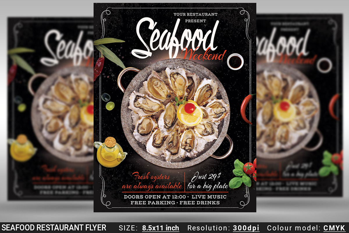 Seafood Restaurant Flyer Template, a Flyer Template by Artolus (Photo 1 of 2)