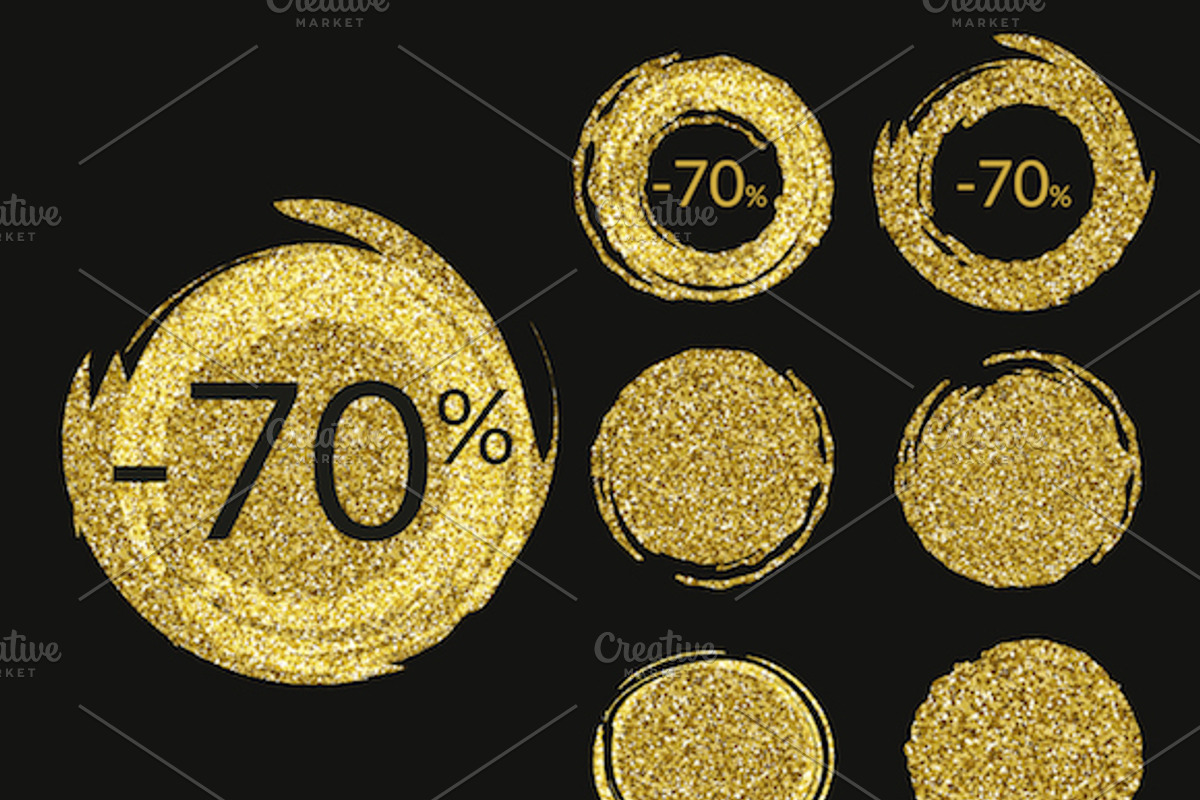 Golden glitter sale vector labels, a Texture Graphic by Julia Tim (Photo 2 of 3)