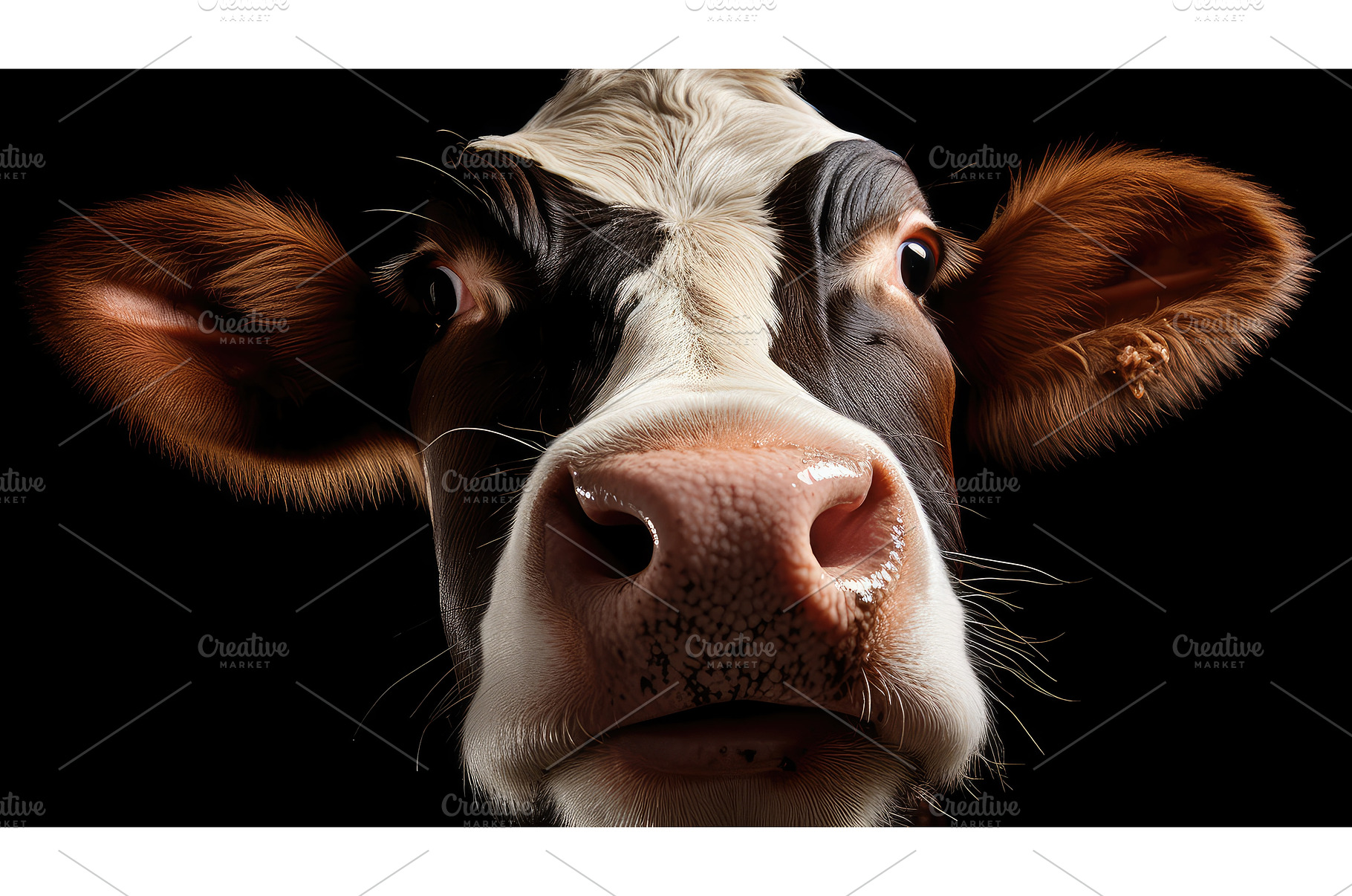 farm cow licking nose ai generated, an Animal Photo by pikepicture