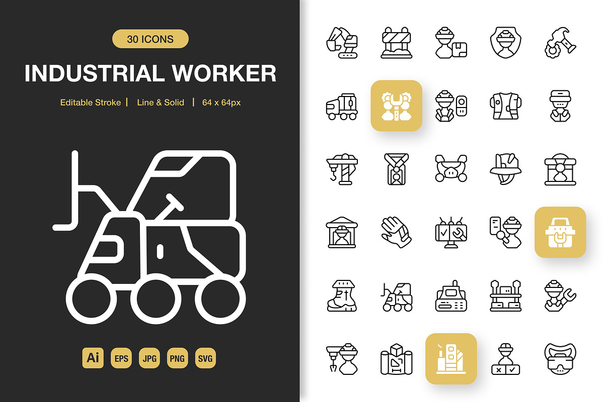 Industrial Worker Icons, an Icon by Spacepixel Creative (Photo 1 of 3)